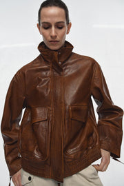 Blouson bomber 100 % cuir ZW Collection Édition limitée