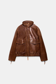 Blouson bomber 100 % cuir ZW Collection Édition limitée