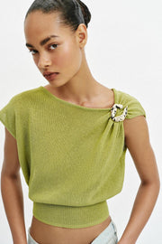 Top en maille à détail métallique