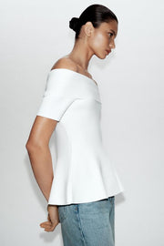 Top en maille à encolure bateau