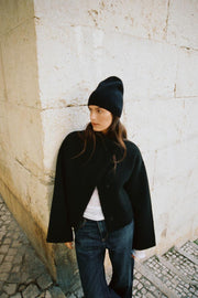 Veste bomber croisée en maille