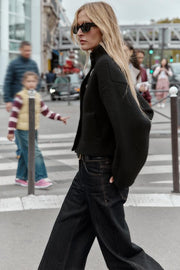 Veste bomber croisée en maille