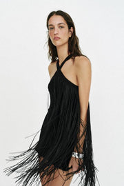 Robe courte à franges