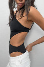 Body dos-nu à découpes en maille extensible