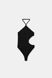 Body dos-nu à découpes en maille extensible