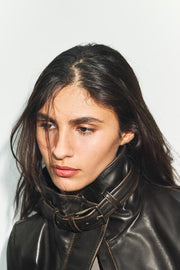 Blouson 100 % cuir délavé