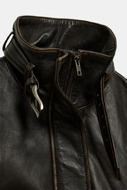 Blouson 100 % cuir délavé