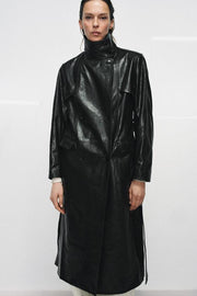 Trench 100 % cuir à épaulettes – ZW Collection Édition limitée
