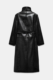 Trench 100 % cuir à épaulettes – ZW Collection Édition limitée