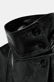 Trench 100 % cuir à épaulettes – ZW Collection Édition limitée