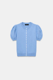 Veste en maille à manches courtes bouffantes