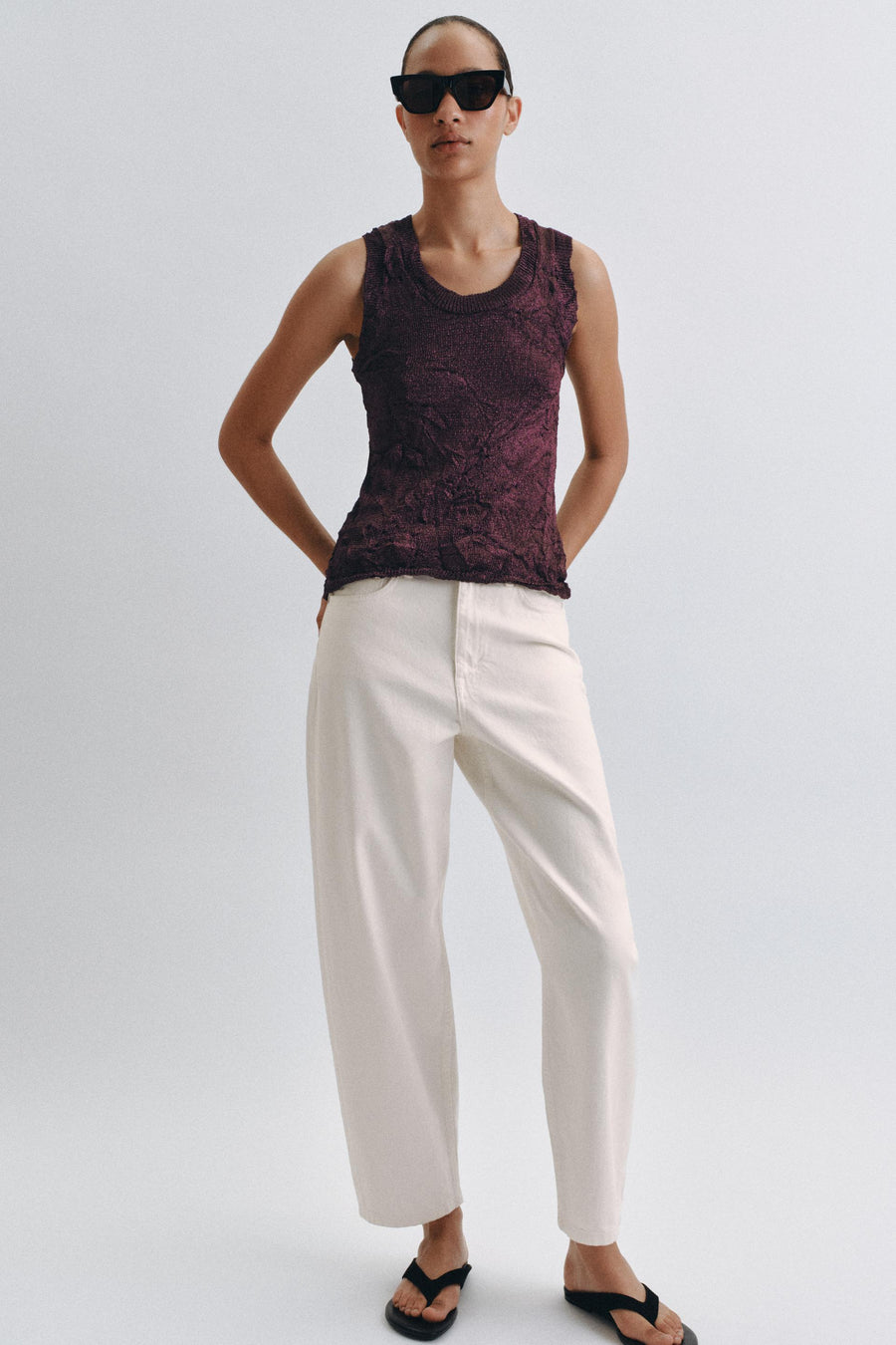 Top en maille effet froissé