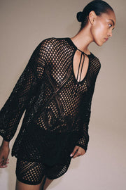 Short en maille ajourée
