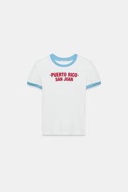 T-shirt à passepoils et texte