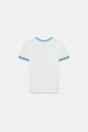 T-shirt à passepoils et texte