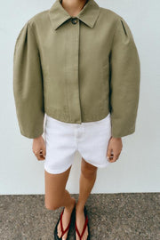 Blouson court effet délavé
