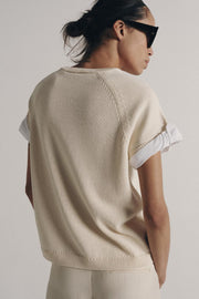 Pull en maille à manches contrastées avec revers