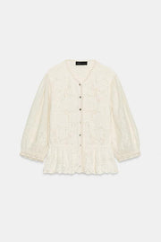 Veste romantique en maille contrastée