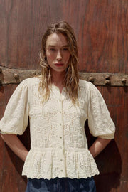 Veste romantique en maille contrastée
