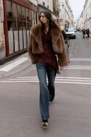 Manteau court effet fourrure