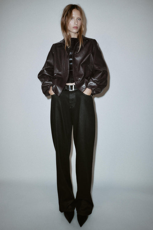 Blouson effet cuir à col montant