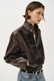 Veste bomber courte effet cuir