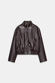 Veste bomber courte effet cuir