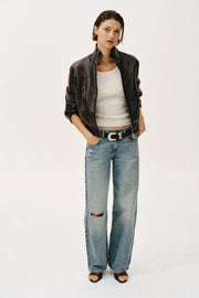 Veste bomber courte effet cuir