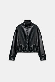 Veste bomber matelassée effet cuir