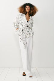 Blouson trench à pois avec ceinture