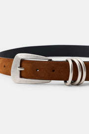 Ceinture 100 % cuir suédé à triple passant