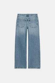 Jean TRF à jambe large taille basse brillant