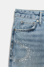 Jean TRF à jambe large taille basse brillant
