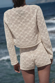 Veste en maille pointelle à fleurs