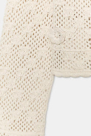 Veste en maille pointelle à fleurs