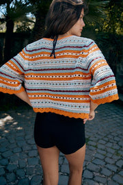 Veste en maille pointelle à rayures