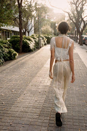 Pantalon en coton liens à nouer
