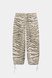 Pantalon large à cordons imprimé animalier