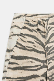 Pantalon large à cordons imprimé animalier