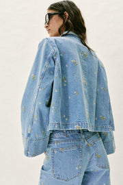 Blouson Z1975 en denim à fleurs brodées coordonné