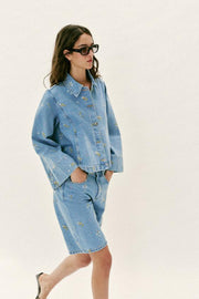 Bermuda Z1975 en denim à fleurs brodées ensemble