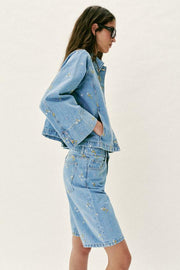 Bermuda Z1975 en denim à fleurs brodées ensemble