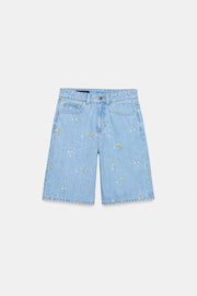 Bermuda Z1975 en denim à fleurs brodées ensemble