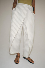 Pantalon paréo en lin à rayures ZW Collection