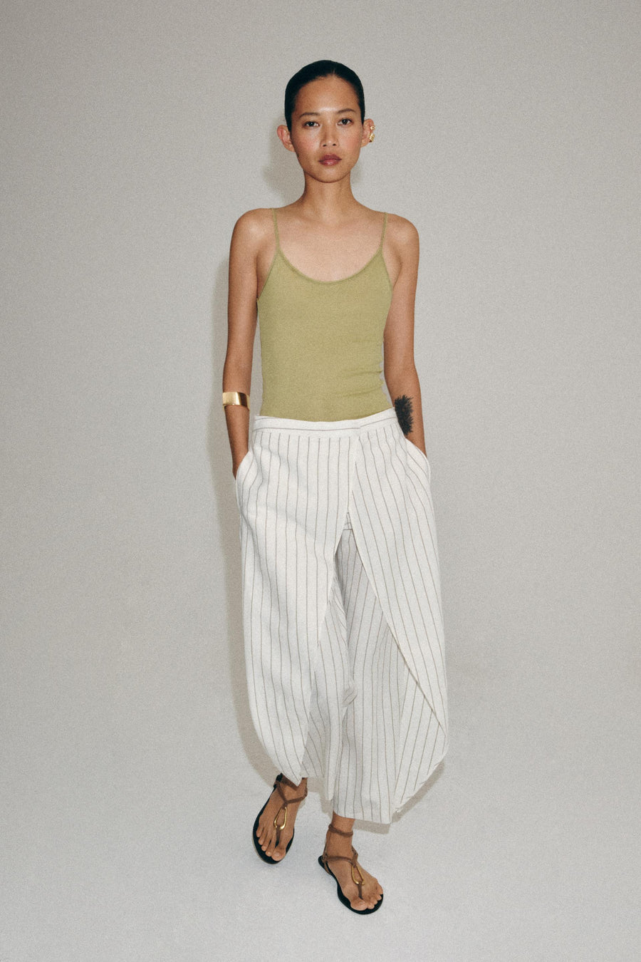 Pantalon paréo en lin à rayures ZW Collection