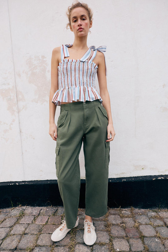 Pantalon cargo taille mi-haute