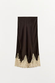 Jupe midi 100 % viscose brodée en dentelle