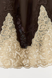 Jupe midi 100 % viscose brodée en dentelle