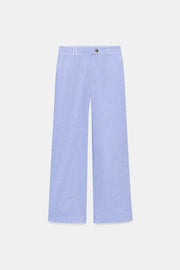 Pantalon en lin à détails passepoilés