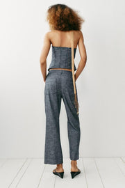 Pantalon mini coupe évasée en lin